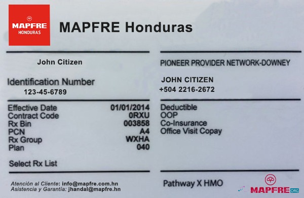 Download Honduras health insurance card Photoshop template